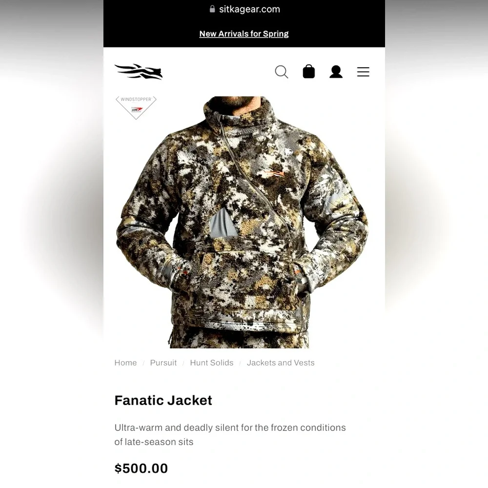 Sitka Fanatic Jacket - Men's Hunting Jacket in Optifade Elevated II - Picture 7 of 11